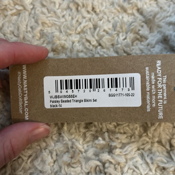 NWT Nasty Gal Paisley Beaded Triangle Bikini Set - Picture 9 of 9